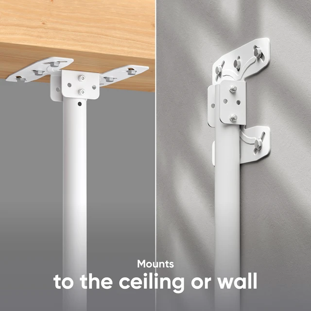 Alt view image 4 of 7 - Ceiling TV Mount 32-80 Inch, max 150 lbs, max VESA 600x400, White Drop down ceiling TV bracket with 28.2-62.4" height adjustment, swivel, tilt; wall/ceiling setup for home theater &