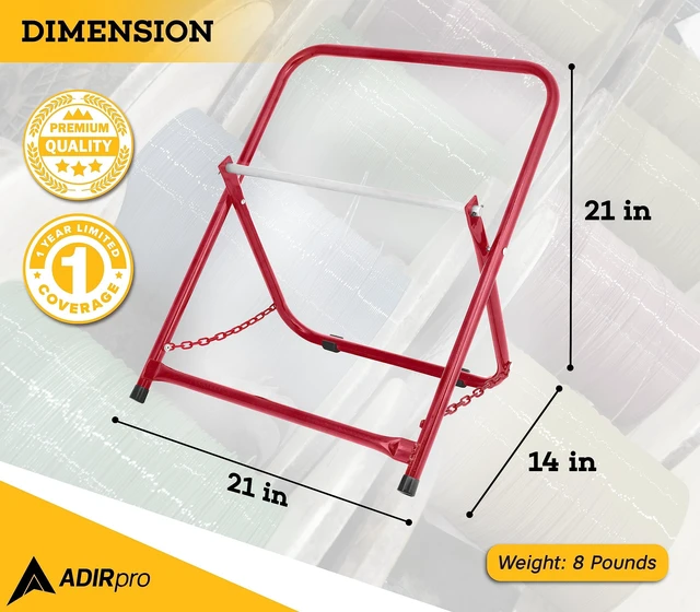 Alt view image 6 of 7 - Single Axle Cable Reel Caddy Industrial Steel Wire Dispenser with Adjustable Spindle Holds Reels Up to 20 in Diameter & 100 lb Portable Design Red