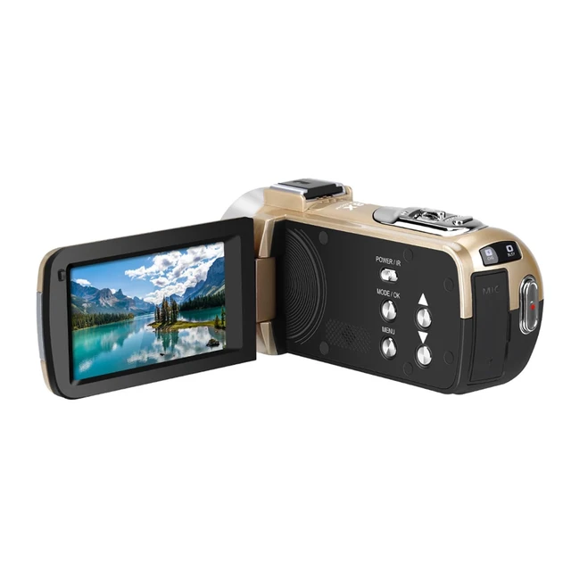 Alt view image 3 of 6 - B320 1080P 30FPS Video Camera Recorder, Full HD 30MP 18X Digital Zoom Camcorder, YouTube Vlogging Camera Infrared Night Vision, 3.0 Inch Flip Screen, 2 Batteries, Remote Control (Gold)
