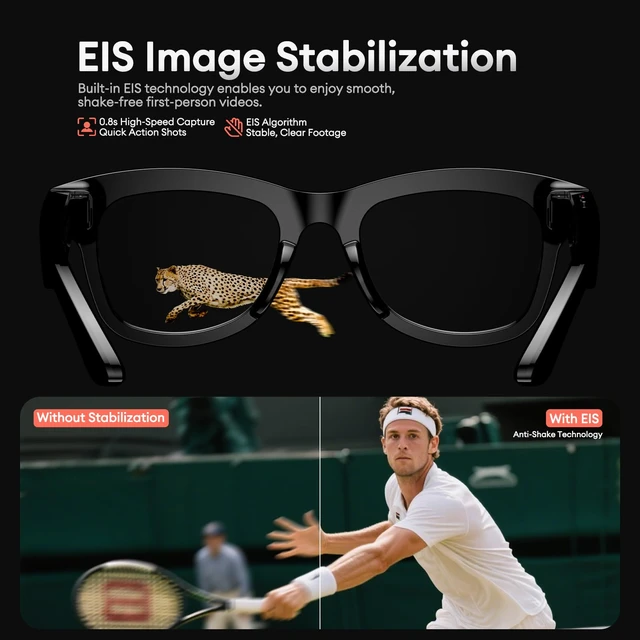 Alt view image 5 of 7 - AI Smart Glasses with Camera, 1080P HD Bluetooth Translation Camera Glasses Dual Mic ENC Noise Reduction, Blue Light Filtering Lenses, Real Time Translation Glasses for Men & Women, Travel, Work, Vlog