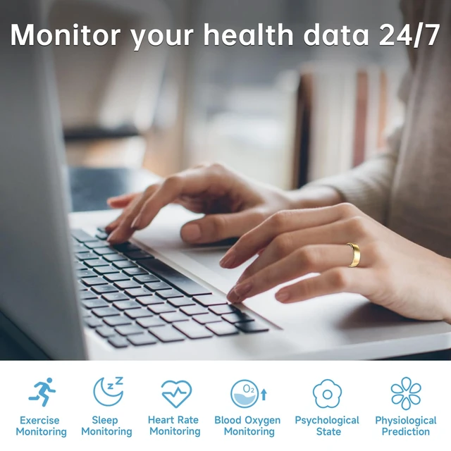 Alt view image 5 of 6 - Smart Ring Health Tracker for Women & Men, Stress & Sleep Monitor, Heart Rate & Step Tracker, No Subscription Required, iOS/Android Compatible (Rose Gold, 6)