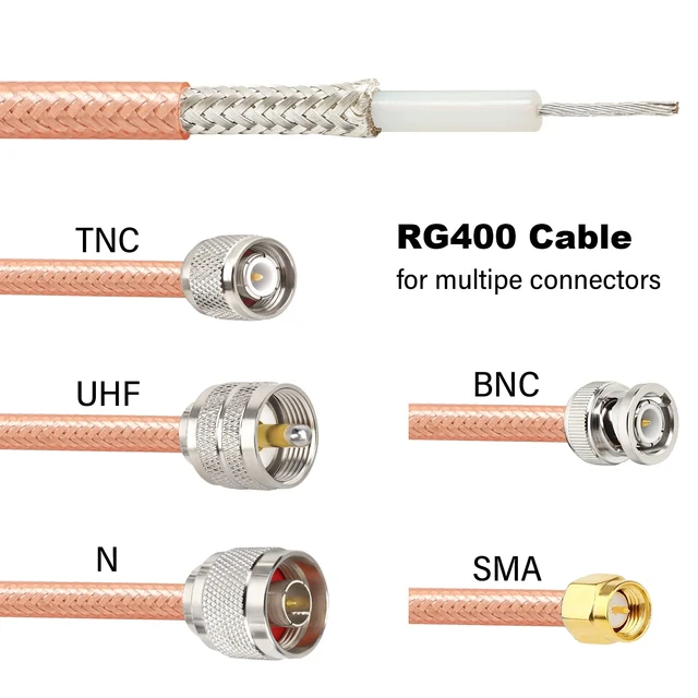 Alt view image 5 of 5 - RG400 Coaxial Cable 50ft, Low Loss M17/128 Double Shield 50 Ohm RF Coaxial Cable Flexible Cable