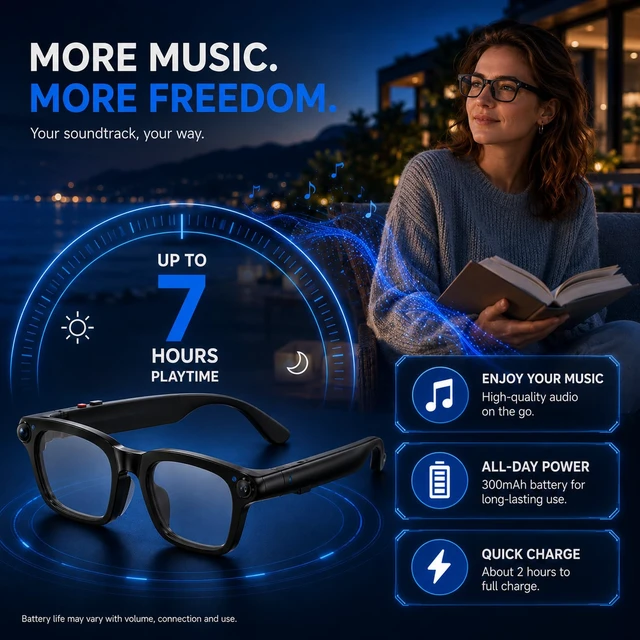 Alt view image 7 of 7 - AI Smart Glasses with Camera,4K HD Camera Glasses with Ai Assistant Video Recording Sunglasses with Real-Time Translation, Object Recognition, Open Ear Speaker, Photochromic Lens for Men Women