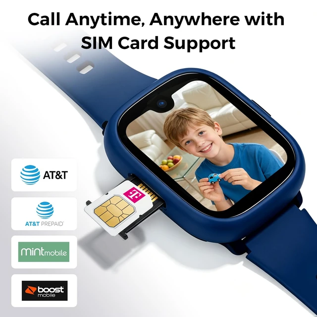 Alt view image 3 of 7 - Kids Smart Watch with SIM Card Slot, GPS Tracker, Call & Video Call, Real-Time Location, Safe Zone Alert, Parental Control, School Mode, Gift for Boys Girls Age 3-15 (Blue)
