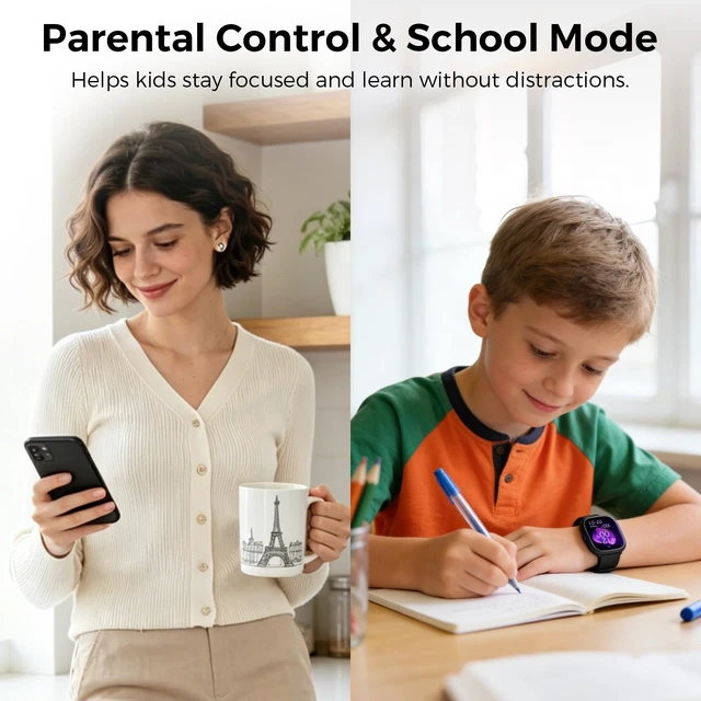Alt view image 5 of 7 - Kids Smart Watch with SIM Card Slot, GPS Tracker, Call & Video Call, Real-Time Location, Safe Zone Alert, Parental Control, School Mode, Gift for Boys Girls Age 3-15(Black)
