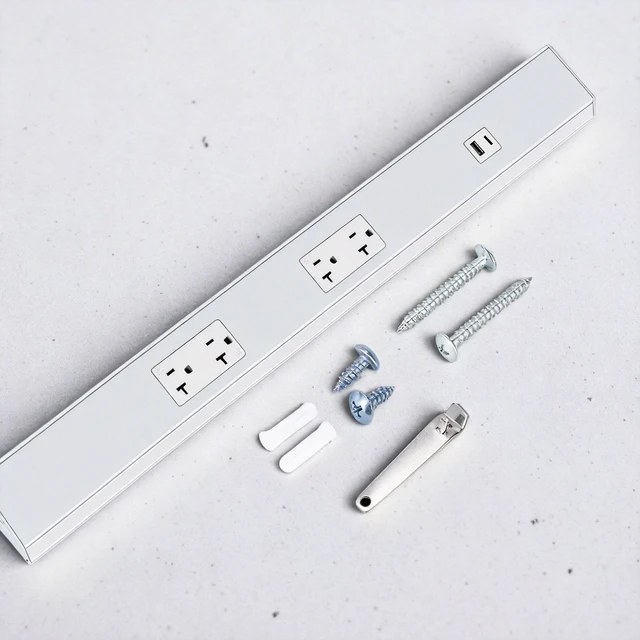 Alt view image 3 of 7 - 16 inch Hardwired Power Strip with 4 Tamper Resistant Outlets and 2 Type A USB, White