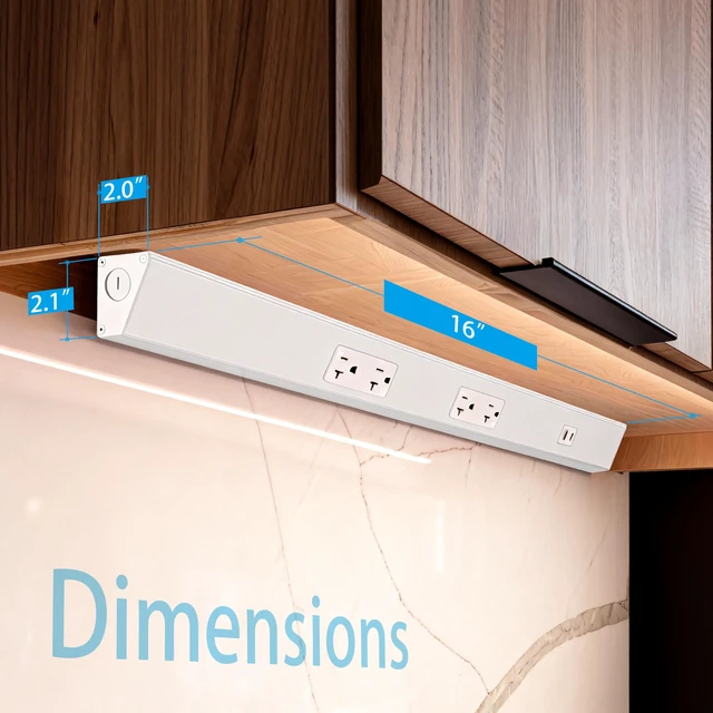 Alt view image 5 of 7 - 16 inch Hardwired Power Strip with 4 Tamper Resistant Outlets and 2 Type A USB, White