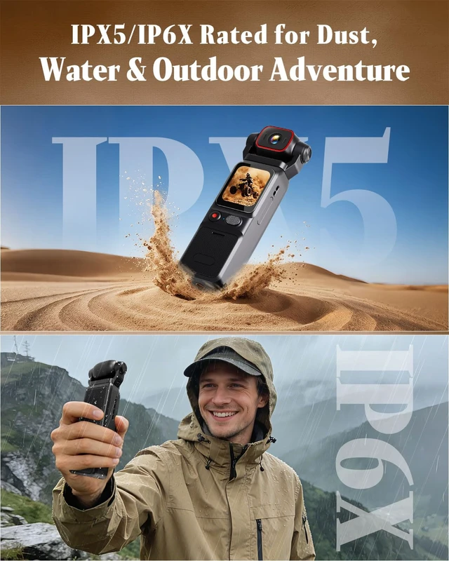 Alt view image 6 of 7 - 4K Vlogging Camera, Portable Pocket Camera (WiFi & 64GB Card) 3000mAh Battery, 1.69" Display, 6-Axis Stabilizer & EIS, 150° Wide-Angle Body Cam for Travel YouTube & TikTok