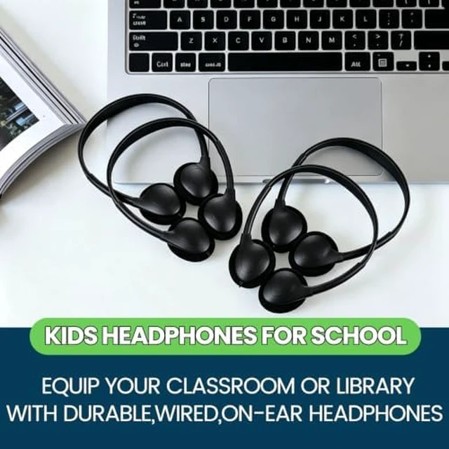 Alt view image 2 of 7 - Bulk Wired Headphones 50 Pack for Black for School Classroom Students Wholesales Stereo on Ear Headphones for Children Toddler Teen Skids Boys Girls
