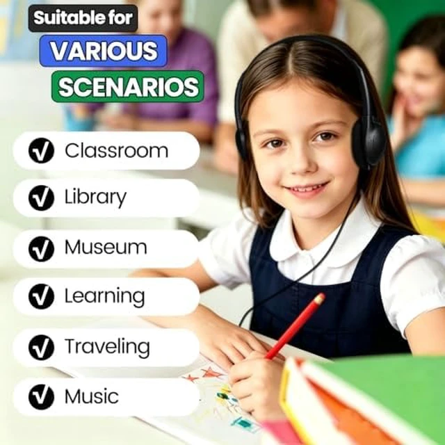 Alt view image 6 of 7 - Bulk Wired Headphones 50 Pack for Black for School Classroom Students Wholesales Stereo on Ear Headphones for Children Toddler Teen Skids Boys Girls