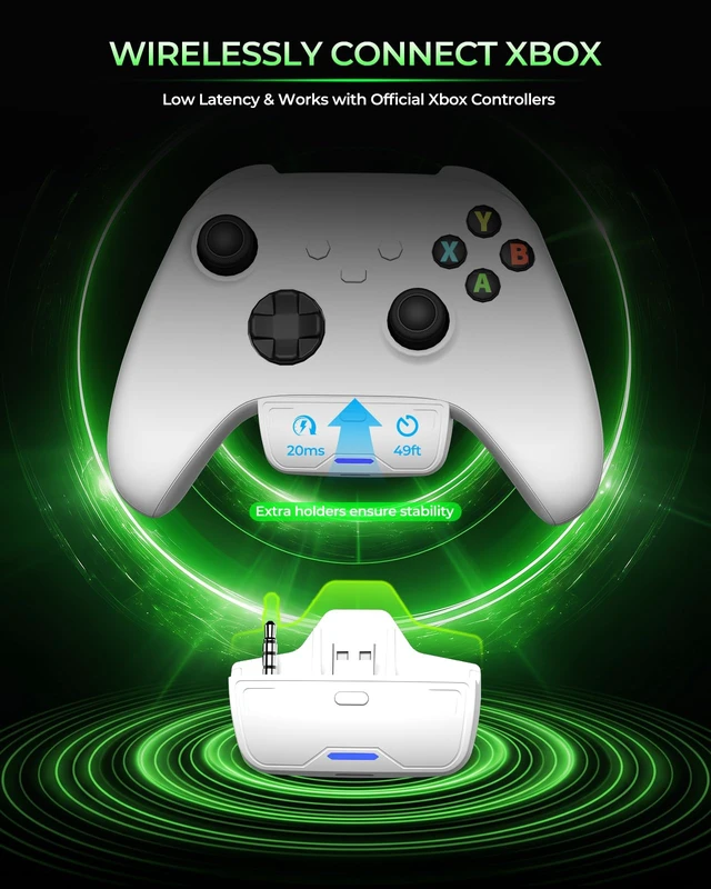 Alt view image 2 of 7 - 2.4GHz Wireless Gaming Headset for Xbox Series X S, Xbox One - 80Hr Battery, 3D Audio & Noise Canceling Mic, Foldable Bluetooth Gaming Headphone for PC, PS5,Laptop