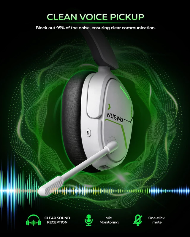 Alt view image 4 of 7 - 2.4GHz Wireless Gaming Headset for Xbox Series X S, Xbox One - 80Hr Battery, 3D Audio & Noise Canceling Mic, Foldable Bluetooth Gaming Headphone for PC, PS5,Laptop