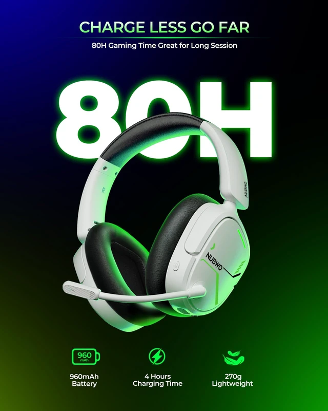 Alt view image 5 of 7 - 2.4GHz Wireless Gaming Headset for Xbox Series X S, Xbox One - 80Hr Battery, 3D Audio & Noise Canceling Mic, Foldable Bluetooth Gaming Headphone for PC, PS5,Laptop