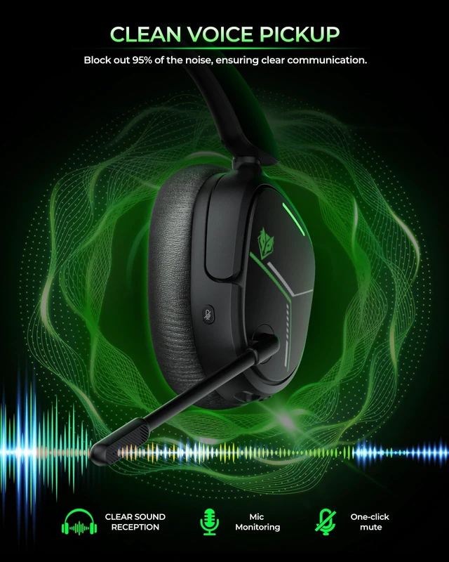 Alt view image 4 of 7 - 2.4GHz Wireless Gaming Headset for Xbox Series X S, Xbox One - 80Hr Battery, 3D Audio & Noise Canceling Mic, Foldable Bluetooth Gaming Headphone for PC, PS5,Laptop