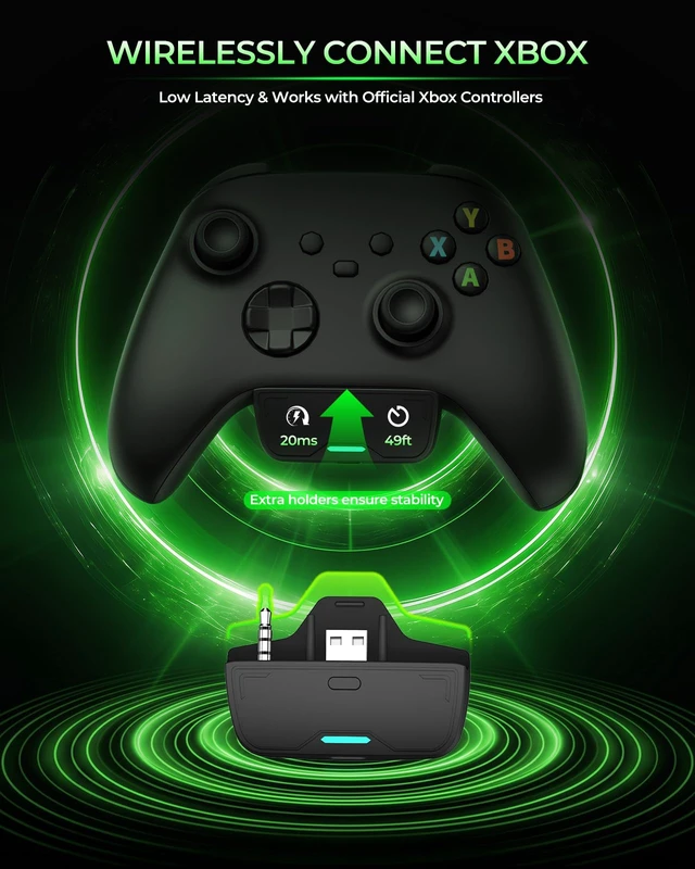 Alt view image 2 of 7 - 2.4GHz Wireless Gaming Headset for Xbox Series X S, Xbox One - 80Hr Battery, 3D Audio & Noise Canceling Mic, Foldable Bluetooth Gaming Headphone for PC, PS5,Laptop