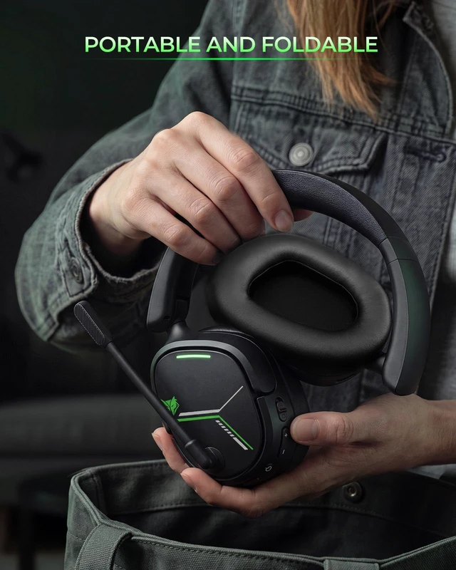 Alt view image 7 of 7 - 2.4GHz Wireless Gaming Headset for Xbox Series X S, Xbox One - 80Hr Battery, 3D Audio & Noise Canceling Mic, Foldable Bluetooth Gaming Headphone for PC, PS5,Laptop