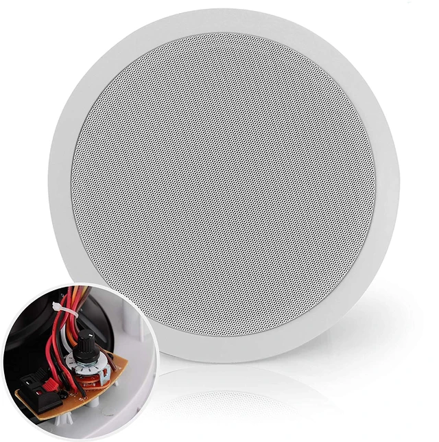 Main image of Ceiling Mount Speaker - 8 600W Peak - 2-Way 70V Transformer for Commercial Restaurant Audio, Surround Sound, Flush Design in-Wall Installation - PDIC83T - 1pc (White)