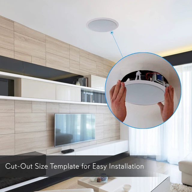 Alt view image 3 of 7 - Ceiling Mount Speaker - 8 600W Peak - 2-Way 70V Transformer for Commercial Restaurant Audio, Surround Sound, Flush Design in-Wall Installation - PDIC83T - 1pc (White)
