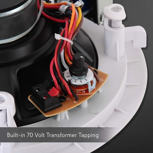 Alt view image 5 of 7 - Ceiling Mount Speaker - 8 600W Peak - 2-Way 70V Transformer for Commercial Restaurant Audio, Surround Sound, Flush Design in-Wall Installation - PDIC83T - 1pc (White)