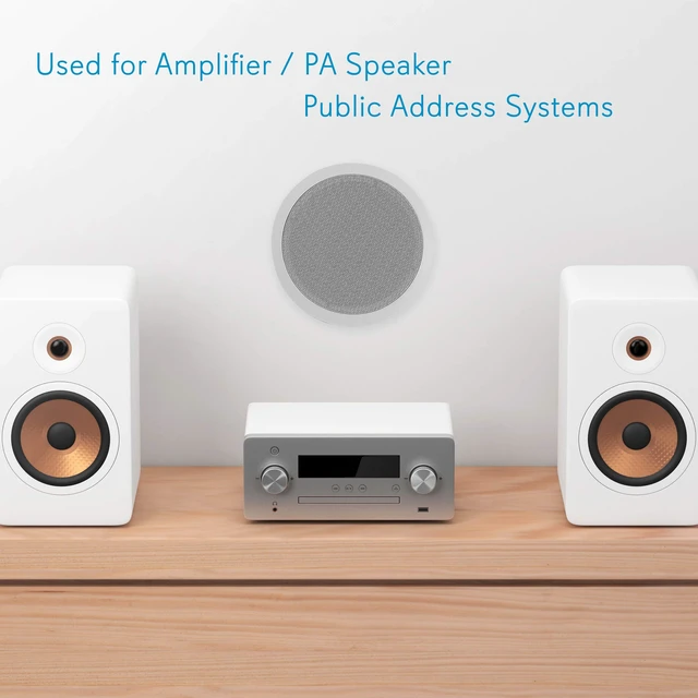 Alt view image 6 of 7 - Ceiling Mount Speaker - 8 600W Peak - 2-Way 70V Transformer for Commercial Restaurant Audio, Surround Sound, Flush Design in-Wall Installation - PDIC83T - 1pc (White)