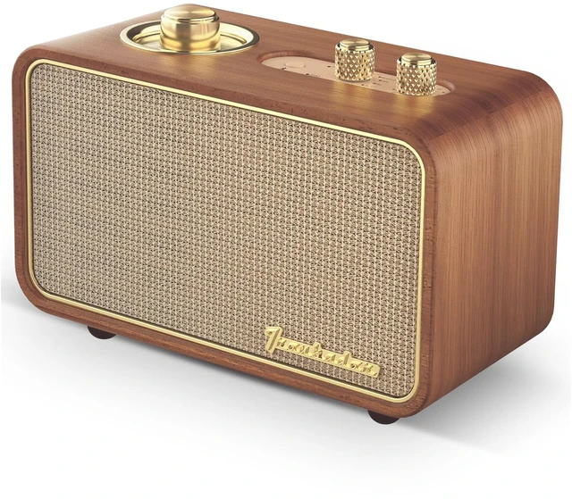 Alt view image 2 of 7 - Portable Bluetooth Speaker-AM FM Retro Radio Wireless, Retro Wood Excellent Sound and Reception, Aux/Antenna,Charge-While-Play,10H Playtime, Interchangeable Panel, Vintage Wood Frame