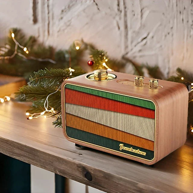 Alt view image 5 of 7 - Portable Bluetooth Speaker-AM FM Retro Radio Wireless, Retro Wood Excellent Sound and Reception, Aux/Antenna,Charge-While-Play,10H Playtime, Interchangeable Panel, Vintage Wood Frame