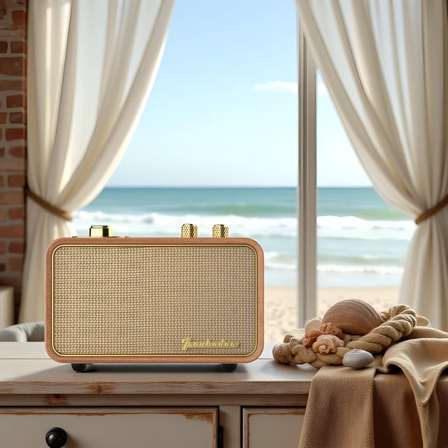 Main image of Portable Bluetooth Speaker-AM FM Retro Radio Wireless, Retro Wood Excellent Sound and Reception, Aux/Antenna,Charge-While-Play,10H Playtime, Interchangeable Panel, Vintage Wood Frame