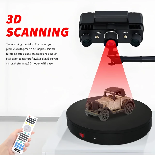 Alt view image 6 of 7 - Remote-Controlled Motorized Turntable,Motorized Rotating Display Stand,Speed-Adjustable Rotating Platform,Multi-Mode 360° Photography Turntable for 3D Scan,Photography,Showcase(12.6inch/Black)