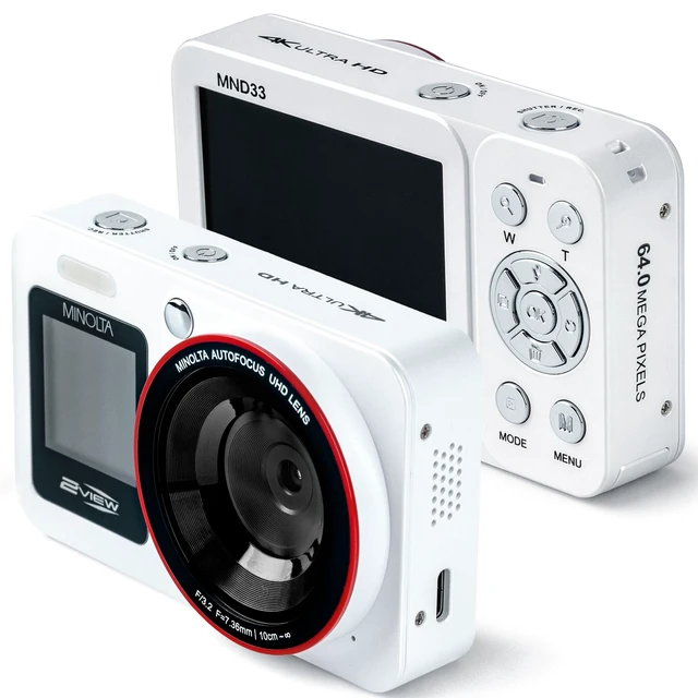 Main image of 2VIEW MND33 64MP 4K AF Digital Camera w/Selfie Screen (White) G-sensor protects important footage while loop recording keeps you ready for every drive