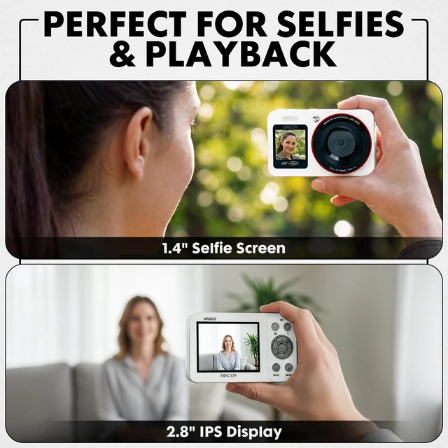 Alt view image 5 of 7 - 2VIEW MND33 64MP 4K AF Digital Camera w/Selfie Screen (White) G-sensor protects important footage while loop recording keeps you ready for every drive