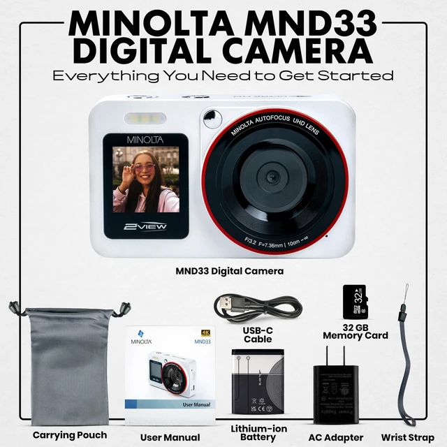 Alt view image 7 of 7 - 2VIEW MND33 64MP 4K AF Digital Camera w/Selfie Screen (White) G-sensor protects important footage while loop recording keeps you ready for every drive