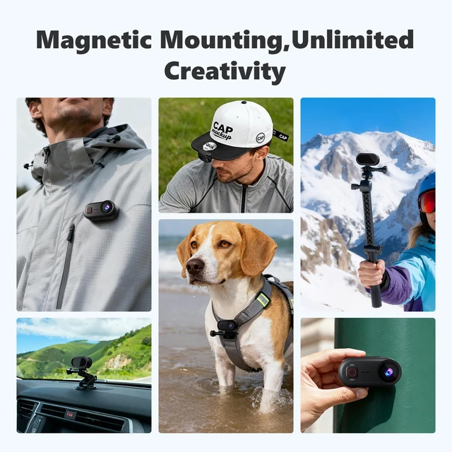 Alt view image 6 of 6 - 4K Mini Action Camera, 10M Underwater Body Camera,Built-in 64GB SD Card,Wearable Action Body Cam,Thumb Size Hands-Free POV Recording, Magnetic Sport DV for Running, Cycling, Swimming, Hiking