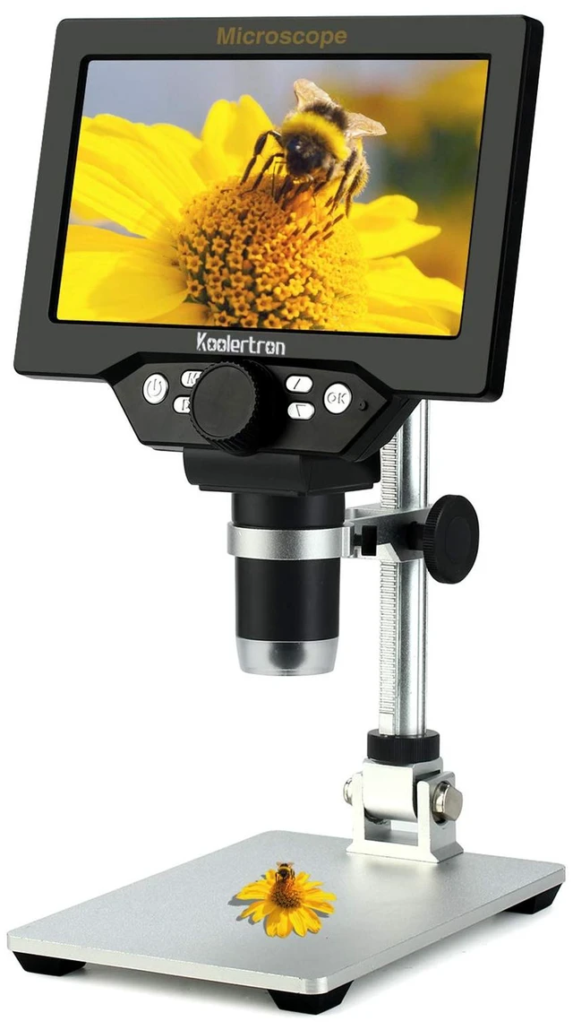 Main image of 7" LCD Digital Microscope, 1080P USB Camera 12MP 1-1200X Magnification,8 Adjustable LED Lights,Rechargeable Battery,Ideal for Coin,PCB,Insect,Rock,and Jewelry Inspection