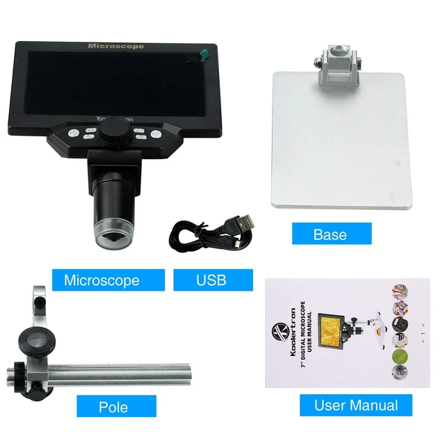 Alt view image 7 of 7 - 7" LCD Digital Microscope, 1080P USB Camera 12MP 1-1200X Magnification,8 Adjustable LED Lights,Rechargeable Battery,Ideal for Coin,PCB,Insect,Rock,and Jewelry Inspection