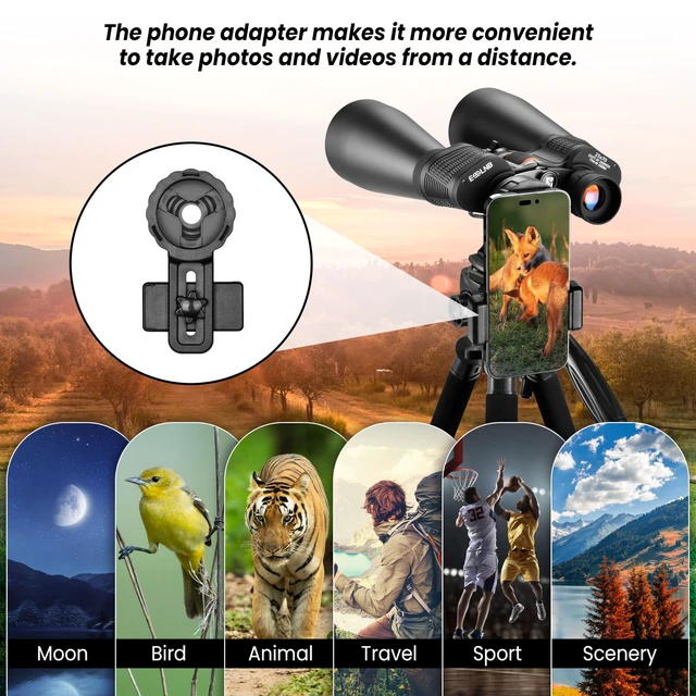 Alt view image 7 of 7 - 25x70 Astronomy Binoculars Giant for Adults, Outdoor Waterproof Binoculars for Travel Stargazing Bird Watching Hunting with Built-in Tripod Adapter and Carrying Bag