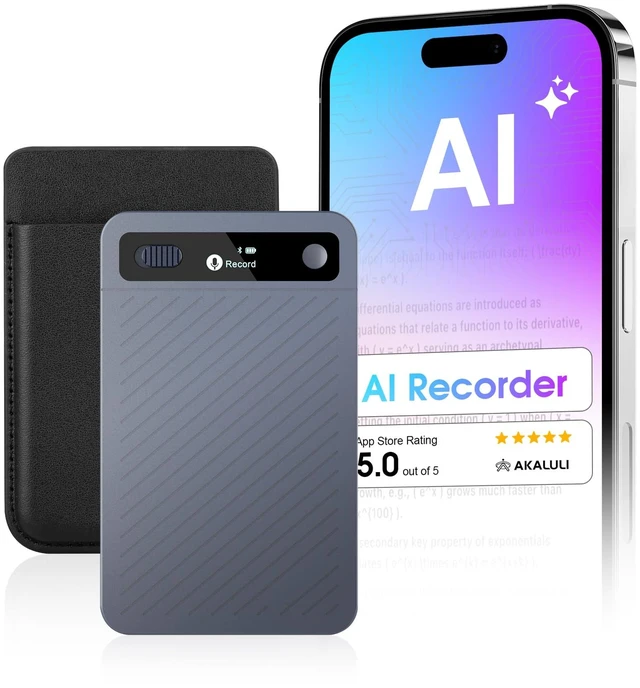 Main image of AI Voice Recorder with Transcribe Summarize: AI Noise Reduction Speaker Separation App Control 118 Languages 64GB Storage - AI Notetaker for Students Managers - Meetings Lectures Interviews