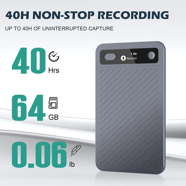 Alt view image 3 of 7 - AI Voice Recorder with Transcribe Summarize: AI Noise Reduction Speaker Separation App Control 118 Languages 64GB Storage - AI Notetaker for Students Managers - Meetings Lectures Interviews