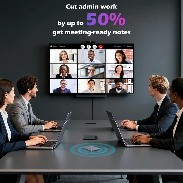 Alt view image 6 of 7 - AI Voice Recorder with Transcribe Summarize: AI Noise Reduction Speaker Separation App Control 118 Languages 64GB Storage - AI Notetaker for Students Managers - Meetings Lectures Interviews