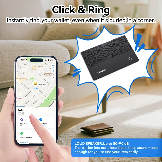 Alt view image 5 of 7 - Ultra-Thin Wallet Tracker Card - Apple MFi Certified Find My Tracker, IP68 Waterproof Slim AirTag Card for Wallet Passport Keys, Qi Wireless Charging, 5-Month Battery(iOS Only)