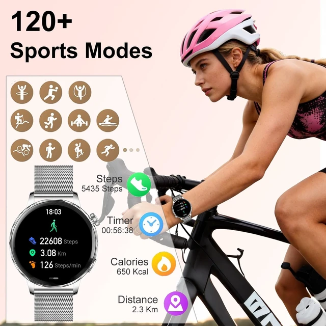 Alt view image 6 of 7 - Smart Watches for Women,1.27" High Clear 3D Curved Screen Smart Watch with Bluetooth Calls,3 Bands,HR/Steps/Calories/BP/Sleep Tracker,120+ Sports IP68 Activity Tracker Android&iOS Silver