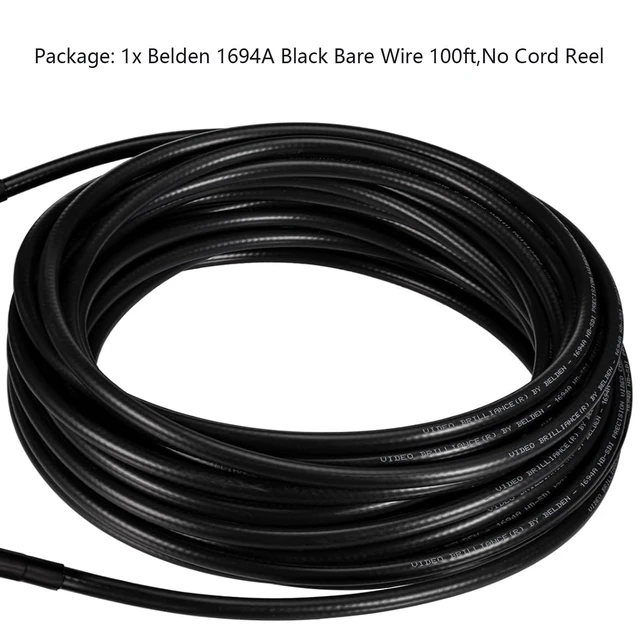 Alt view image 5 of 6 - Belden 1694A Coaxial Cable Black 100ft Low Loss Precision 75 Ohm Video Cable Supports 3G/6G/12G/HD-SDI/4k for HDTV and Professional SDI Applications