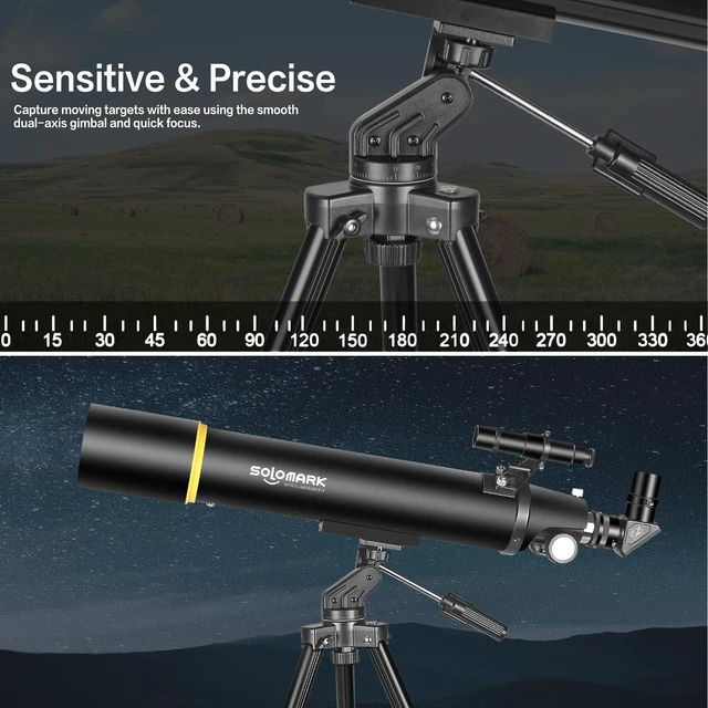 Alt view image 3 of 7 - Telescopes for Adults & Beginner Astronomy, 80mmAZ 900mm Focus Length Professional Refractor Telescope for Kids & Beginners, Compact and Portable Travel Telescopio with Carrying Bag,Tripod