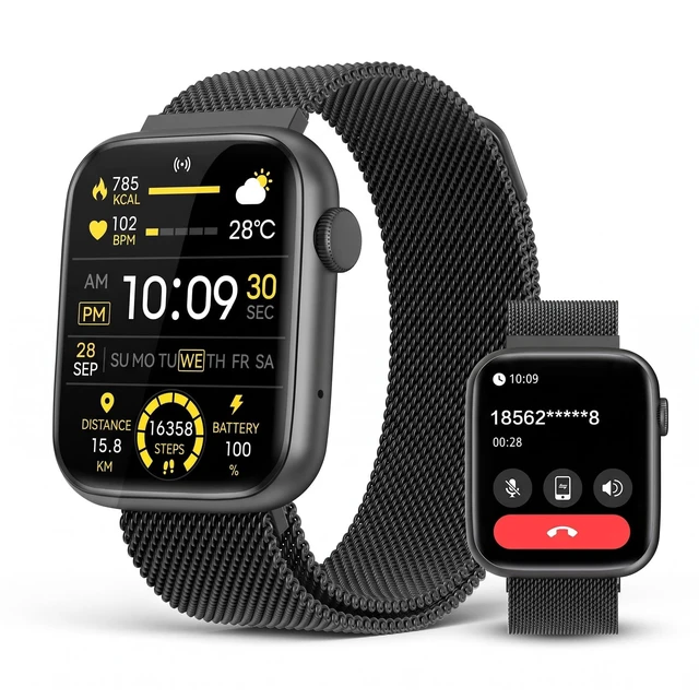 Main image of Smart Watch for Men Women, 1.9" HD Screen Fitness Tracker & Bluetooth Call Heart Rate/Blood Pressure/SpO2/Sleep Monitor, Magnetic Metal Band, 123 Sports, IP67 Waterproof Activity Tracker, iOS/Android