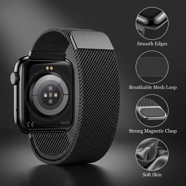 Alt view image 2 of 7 - Smart Watch for Men Women, 1.9" HD Screen Fitness Tracker & Bluetooth Call Heart Rate/Blood Pressure/SpO2/Sleep Monitor, Magnetic Metal Band, 123 Sports, IP67 Waterproof Activity Tracker, iOS/Android