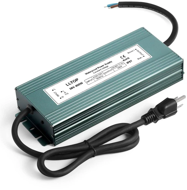 Main image of 36V DC Power Supply Waterproof IP67 Transformer 400W 11.1A AC100-130V Input, Aluminum Case, Constant Voltage Converter, Outdoor Transformer for LED Lights, For Pump Humidifier