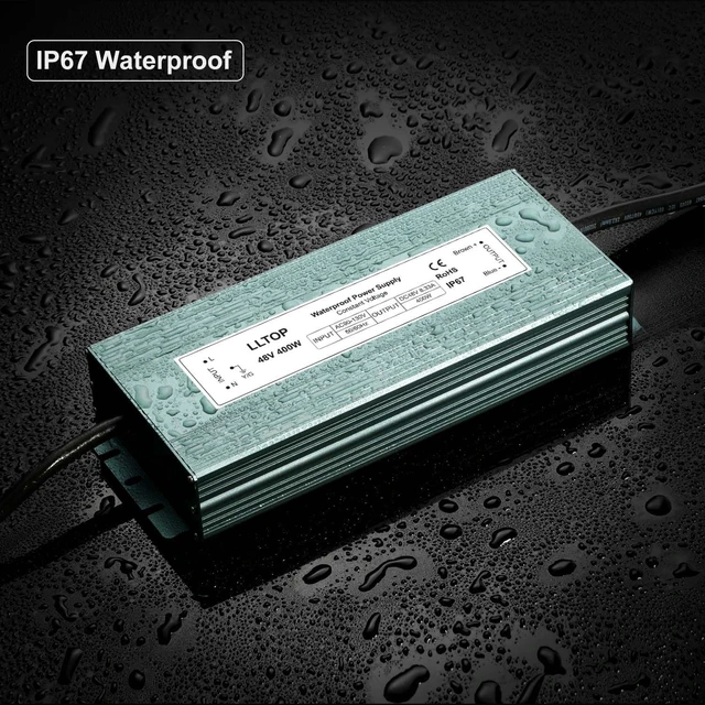 Alt view image 6 of 6 - 48V DC Power Supply Waterproof IP67 Transformer 400W 8.33A AC100-130V Input, Aluminum Case, Constant Voltage Converter, Outdoor Transformer for LED Lights, For Pump Humidifier