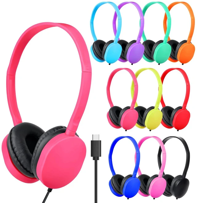 Main image of USB C Headphones Bulk for Classroom Kids School 20 Pack,Wired On-Ear USB Type C Headphones for Students Children Teens Boys Girls Travel iPad Tablet Mixed Colors