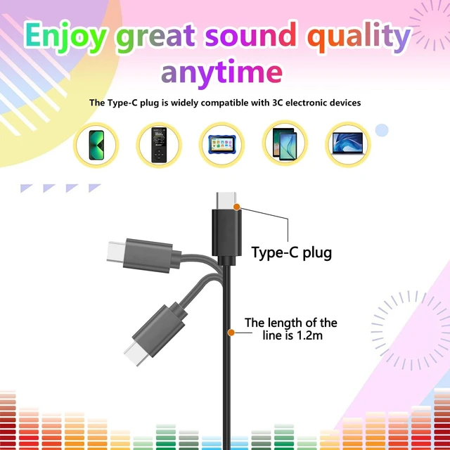 Alt view image 6 of 7 - USB C Headphones Bulk for Classroom Kids School 20 Pack,Wired On-Ear USB Type C Headphones for Students Children Teens Boys Girls Travel iPad Tablet Mixed Colors