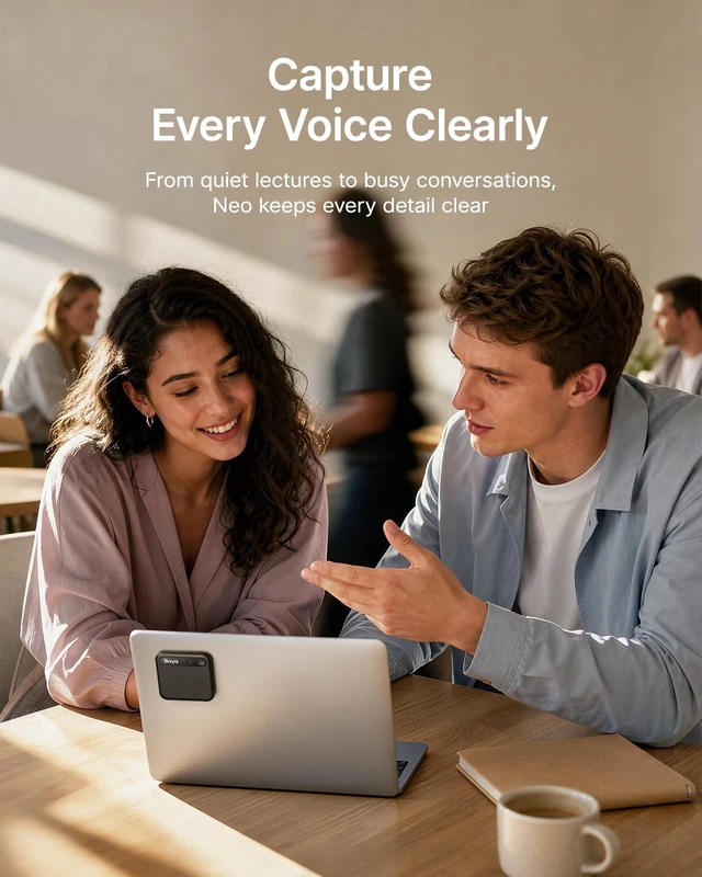 Alt view image 6 of 7 - Notra Neo AI Voice Recorder for Meetings, Classes & Calls AI Note Taker with AI Transcription & Summaries, 3 Recording Modes, 114 Languages, Magnetic Attachment, USB-C Charging, Black
