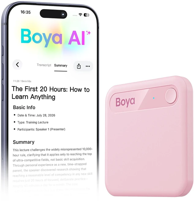 Main image of Notra Neo AI Voice Recorder for Meetings, Classes & Calls AI Note Taker with AI Transcription & Summaries, 3 Recording Modes, 114 Languages, Magnetic Attachment, USB-C Charging, Pink